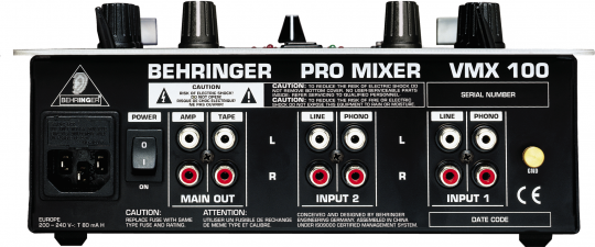 VMX100  Mezclador de DJ profesional de 2 canales con contador BPM y control VCA